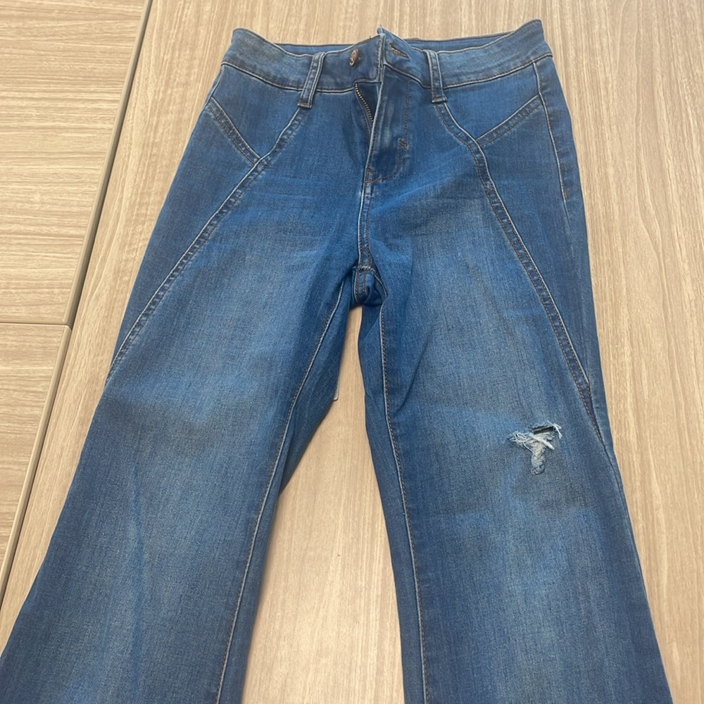 Sincerely Jules Blue Flare Wide Leg Jeans - Picture 3 of 6